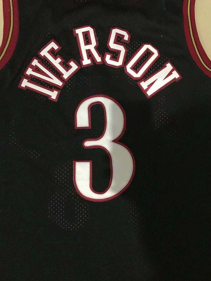 76ers #3 Allen Iverson Black Jersey