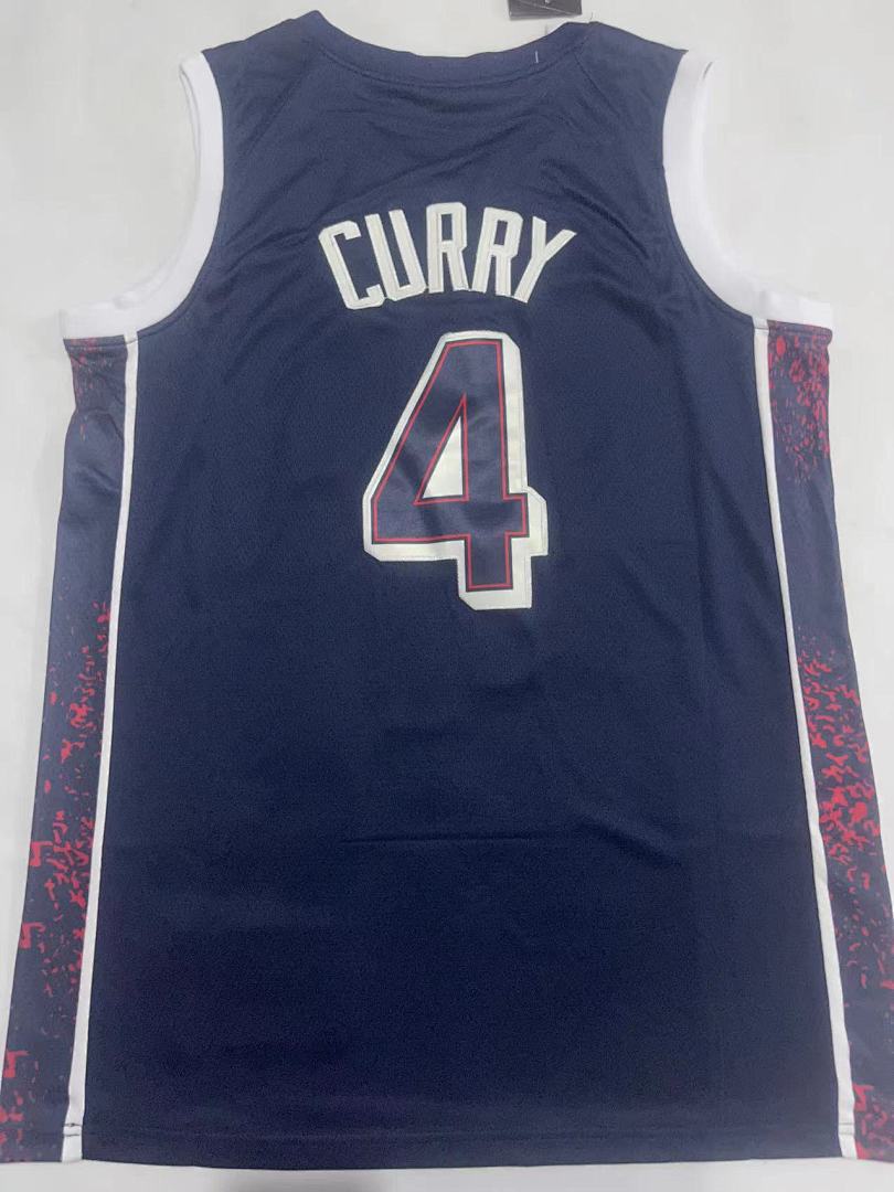 Team USA #4 LeBron James Navy Blue Jersey