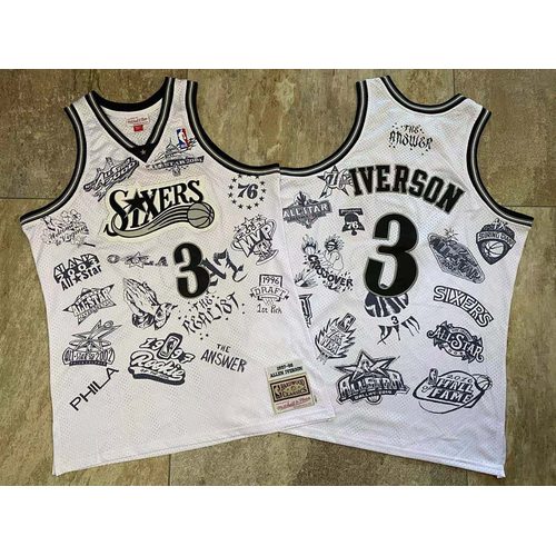 76ers Allen Iverson White Swingman Retro Collab Jersey