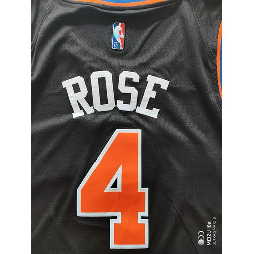 Knicks Derrick Rose Black 75th Anniversary Jersey