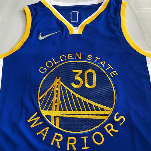 Warriors #30 Stephen Curry Blue 75th Anniversary Embroidered Jersey XS-XXL