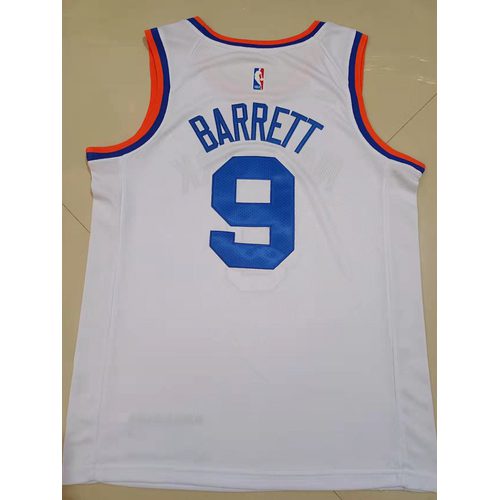 Knicks #9 RJ Barrett White 75th Anniversary Jersey