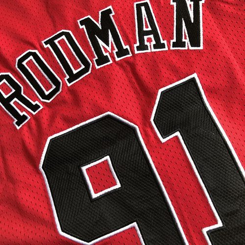 Bulls #91 Red Championship Embroidered Jersey