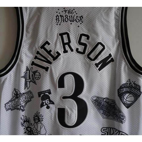 76ers #3 Allen Iverson Black Jersey