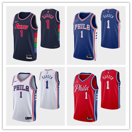 76ers James Harden Heat Pressed Jersey