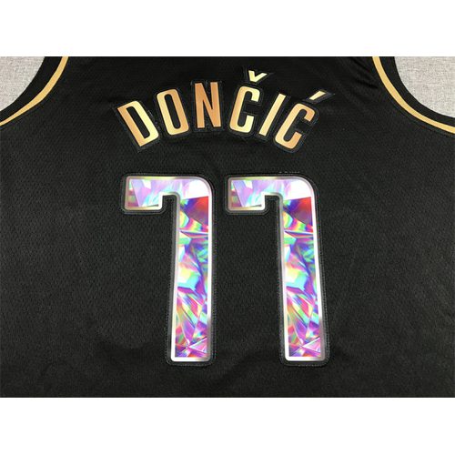 Mavericks #77 Black Gold Diamond Edition Jersey