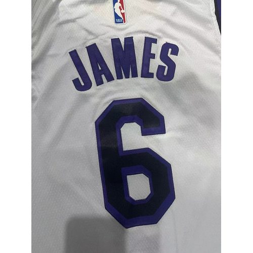 Lakers #6 LeBron James White Nike Jersey