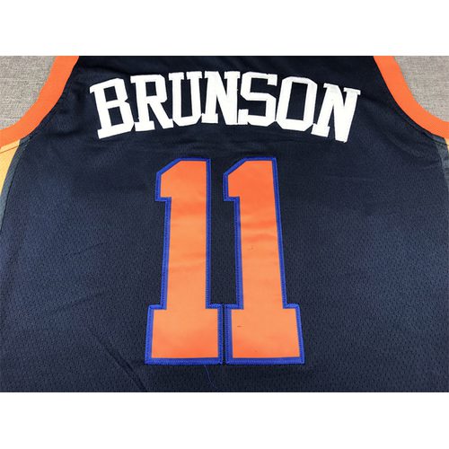 Knicks #11 Navy Blue Statement Jersey