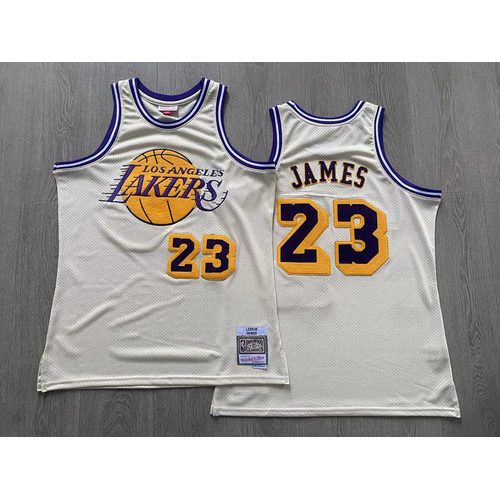 Men's Los Angeles LakersLe Bron Raymond James Mitchell &amp; Ness Cream Cha