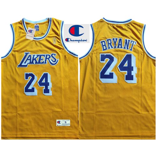 Lakers #24 Kobe Bryant Yellow Jersey