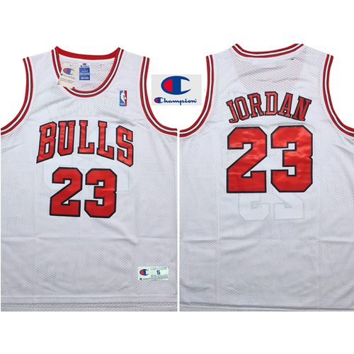 Bulls #23 Michael Jordan White Retro Jersey