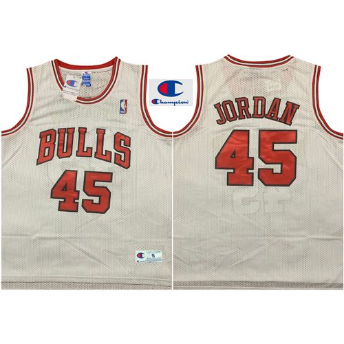 Bulls #45 Michael Jordan White Retro Jersey