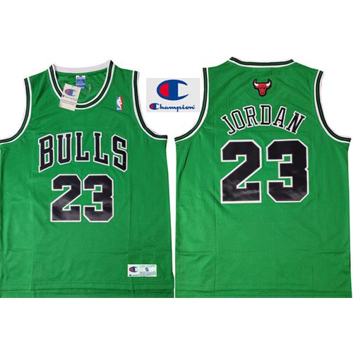Bulls #23 Michael Jordan Green Jersey