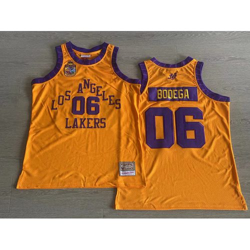 Lakers #6 Yellow Embroidered Collab Jersey