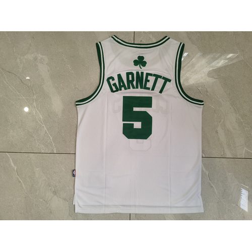 Celtics #5 Kevin Garnett White Jersey