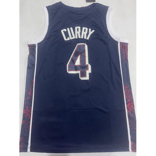 Team USA #4 LeBron James Navy Blue Jersey