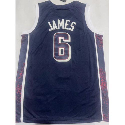 Team USA #6 LeBron James Navy Blue Jersey