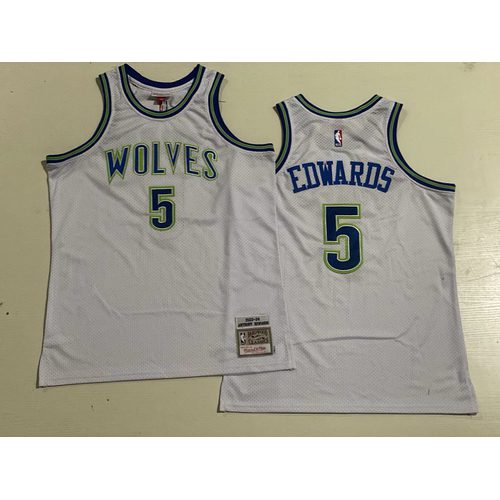 Timberwolves #5 White Retro Jersey