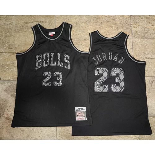 Bulls #23 Michael Jordan Black Embroidered Jersey