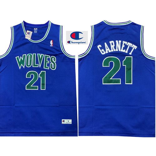 Timberwolves #21 Kevin Garnett Blue Jersey