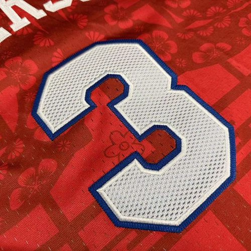 76ers #3 Allen Iverson Red Embroidered Jersey