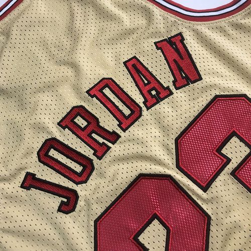 Bulls Michael Jordan Gold Embroidered Jersey S-XXL