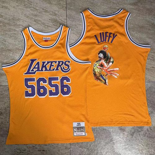 Lakers #56 Yellow Embroidered Collab Jersey