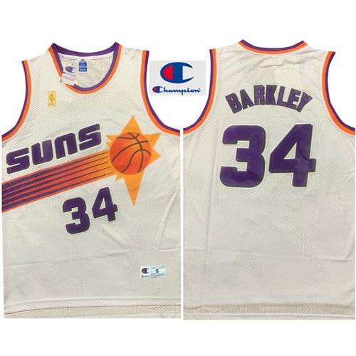 Suns #34 Charles Barkley White Retro Jersey