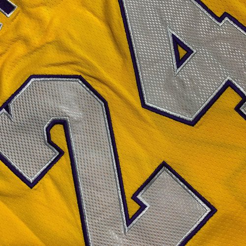 Lakers #24 Kobe Bryant Yellow Embroidered Jersey