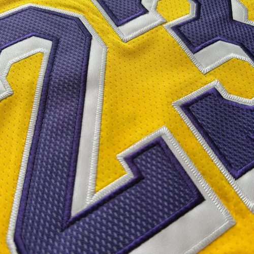 Lakers #23 LeBron James Yellow Embroidered Nike Jersey