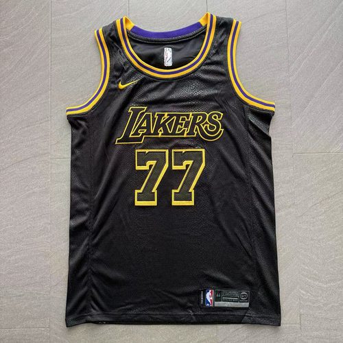 Lakers #77 Luka Doncic Black Embroidered Nike Jersey