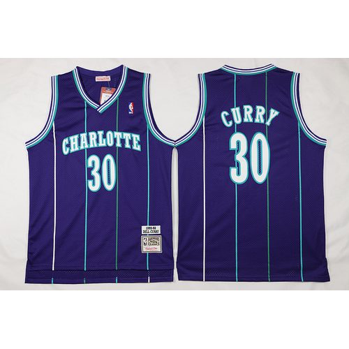 Hornets Stephen Curry Purple Jersey