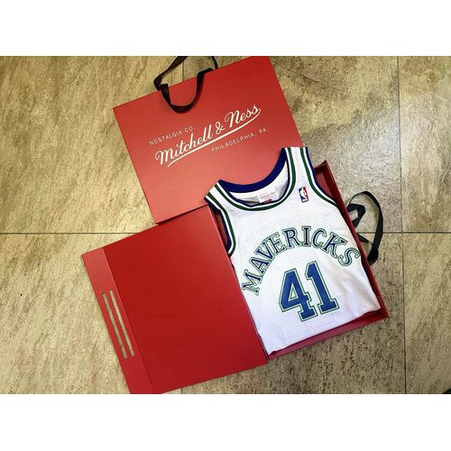 Mavericks #41 White Retro Embroidered Jersey