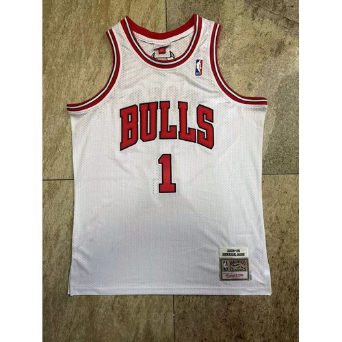 Bulls #1 Derrick Rose White Retro Embroidered Jersey