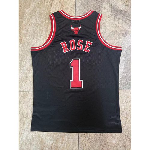 Bulls #1 Derrick Rose Black Retro Embroidered Jersey