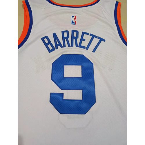 Knicks #9 RJ Barrett White 75th Anniversary Jersey