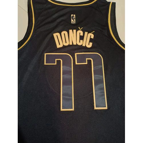 Mavericks #77 Luka Doncic Black Gold Jersey