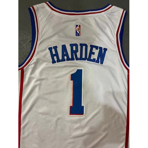 76ers #1 James Harden White Diamond Nike Jersey