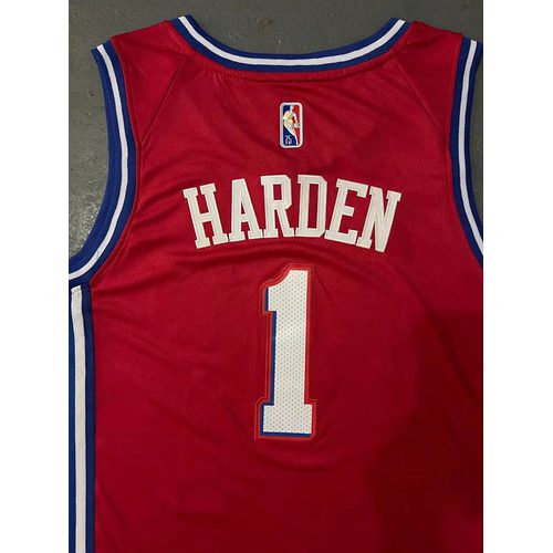 76ers #1 James Harden Red 75th Anniversary Diamond Nike Jersey