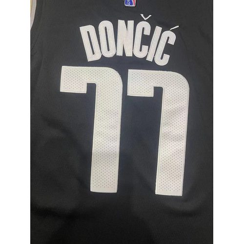 Mavericks #77 Luka Doncic Black 75th Anniversary Nike Jersey