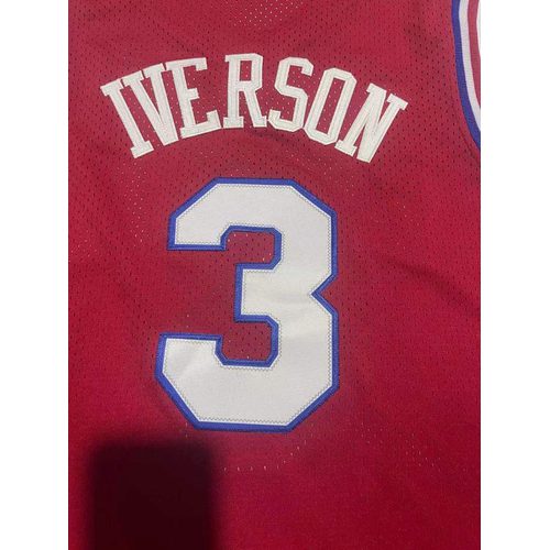 76ers #3 Allen Iverson Red Retro Jersey