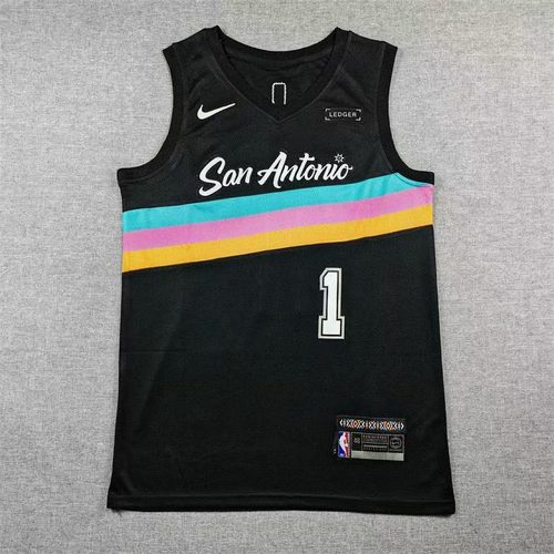 Spurs #1 Black Nike Jersey