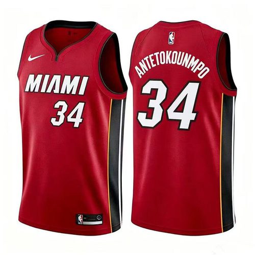 Heat #34 Red Nike Jersey