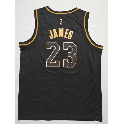 Lakers #23 LeBron James Black Gold Jersey
