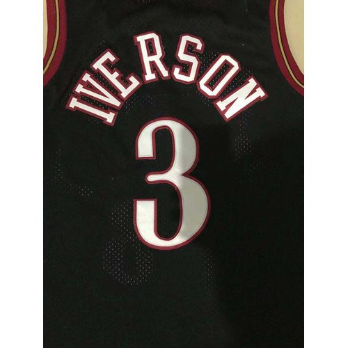 76ers #3 Allen Iverson Black Jersey
